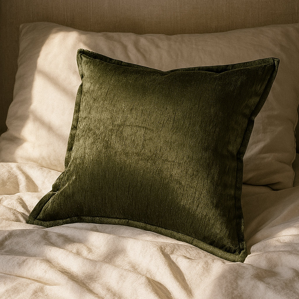 Velvet Throw Pillow with Luxe Shine & Structured Support – Deep Forest Green