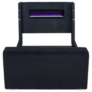 Tisdall Eastern King Flame Visualizer Wingback TV Bed Black