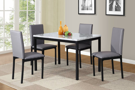 Citico 5-Piece Faux Marble &amp; Metal Dining Set