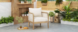 Outdoor acacia wood patio club chair, patio furniture, beige
