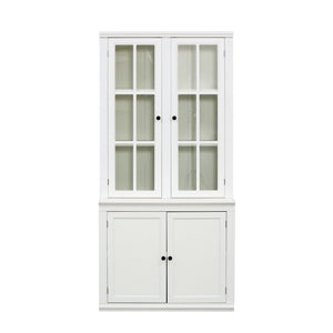 Retro Style Hutch Cabinet With Glass Door, China Cabinet For Home