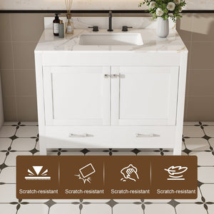43" Bathroom Vanity, Multi Functional Cabinet With Doors And Drawer - White