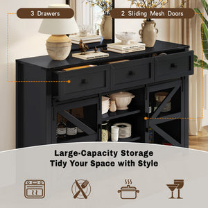 U_Style 55" Sliding Barn Door Sideboard Buffet Cabinet