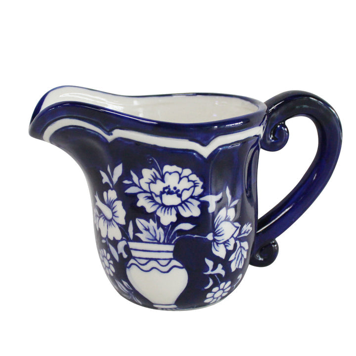 Blue Garden Hand-Painted Sugar Bowl & Creamer Set