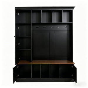 Vibe Haus 62.2'' Farmhouse Hall Tree with Shoe Storage Bench