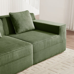 Armless Sofa with Pillow - Green Corduroy
