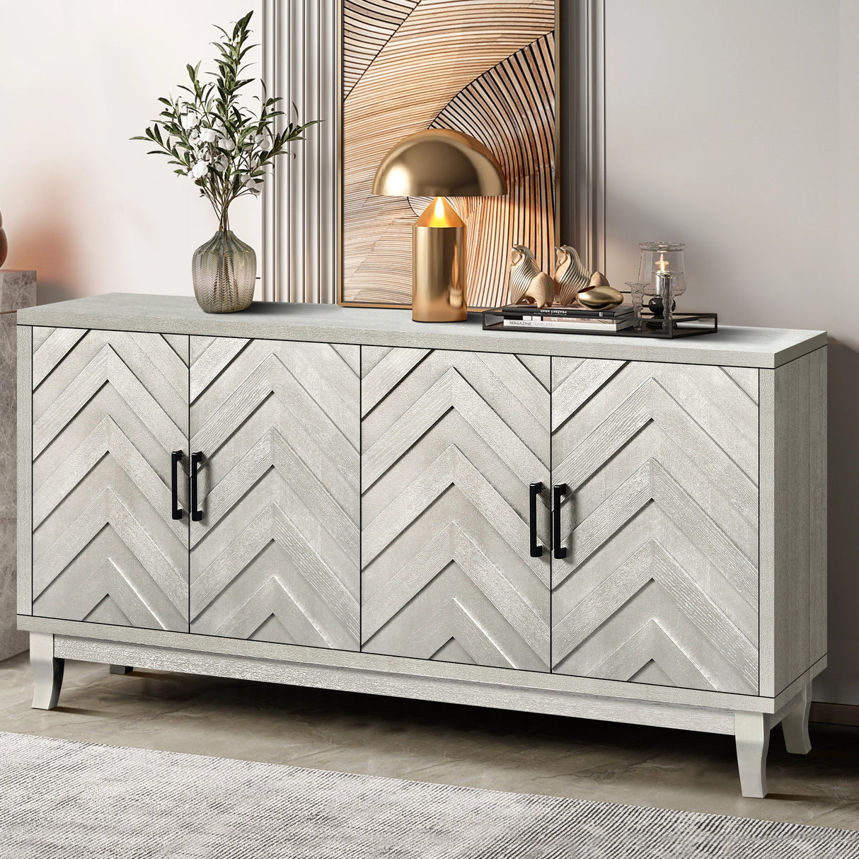 Chevron 4-Door Sideboard Cabinet