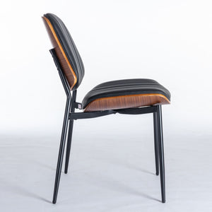 Dining Chairs (Set of 2) Mid-Century Modern Retro Chair With Walnut Bentwood Back Upholstered Seat Metal Legs Adjustable Foot For Kitchen Dining Room Chairs