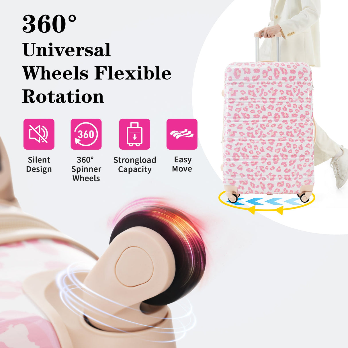 Hardshell Luggage Sets 3 pcs Spinner Suitcase with TSA Lock Lightweight Luggages