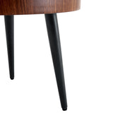 Modern Round Coffee Table - Walnut Pattern MDF And Black Metal Legs