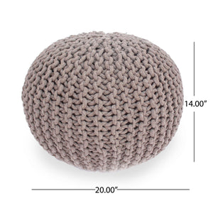 Moro - Knitted Round Pouf with Pumpkin Shape
