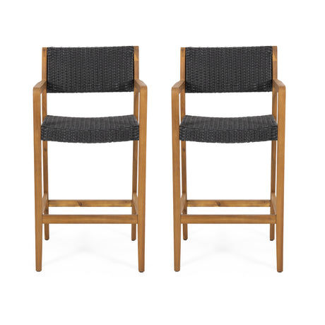 Wicker bar stools set of 2