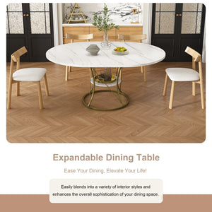 Round Extendable Dining Table Set With Chairs