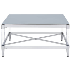 Lindley Square Tempered Mirror Acrylic Coffee Table Chrome