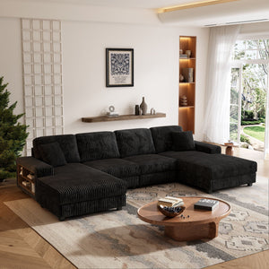 U-Shaped Convertible Sofa, 4 Seater Large Living Room Lounge