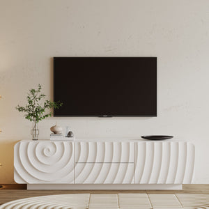 58" TV Console with Modern Unique Spiral Wave Design