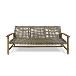 Outdoor 3 Seater Sofa With Rattan Cover - Gray