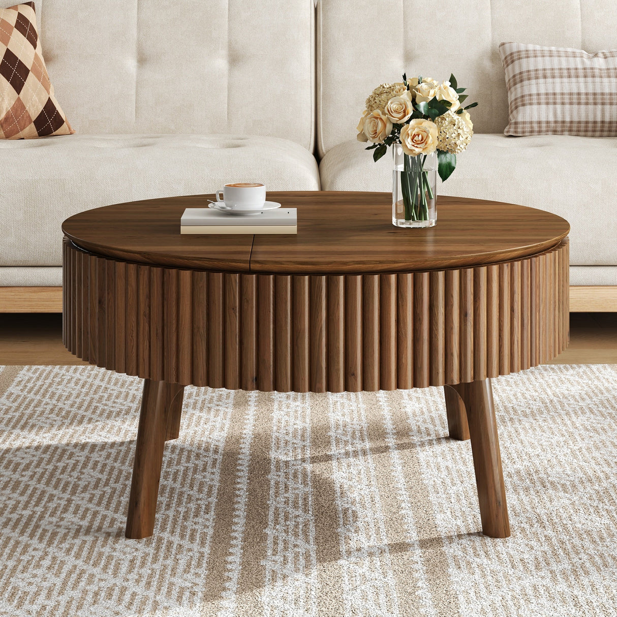 Modern Round Lift-Top Coffee Table