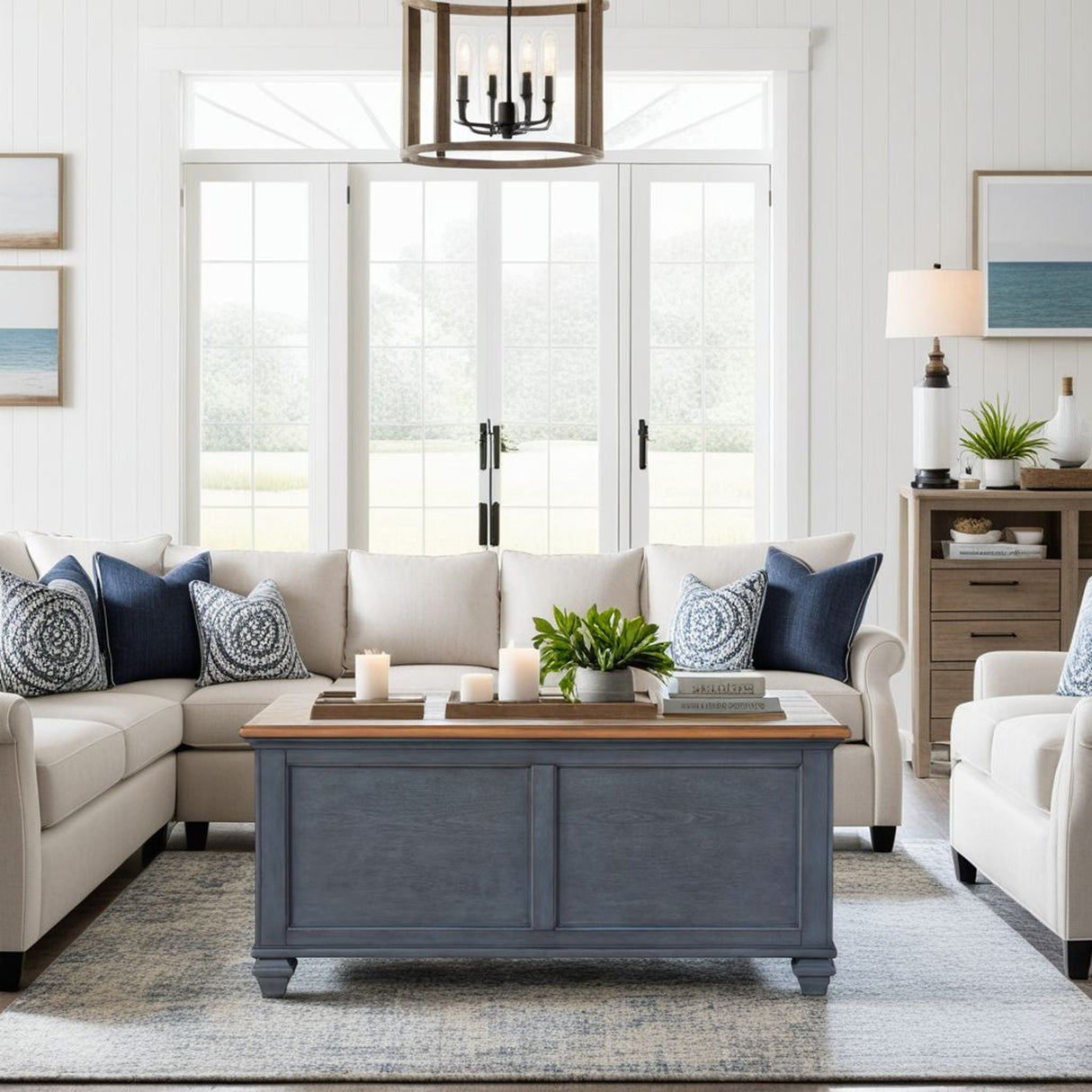 Lift-Top Coffee Table - Blue