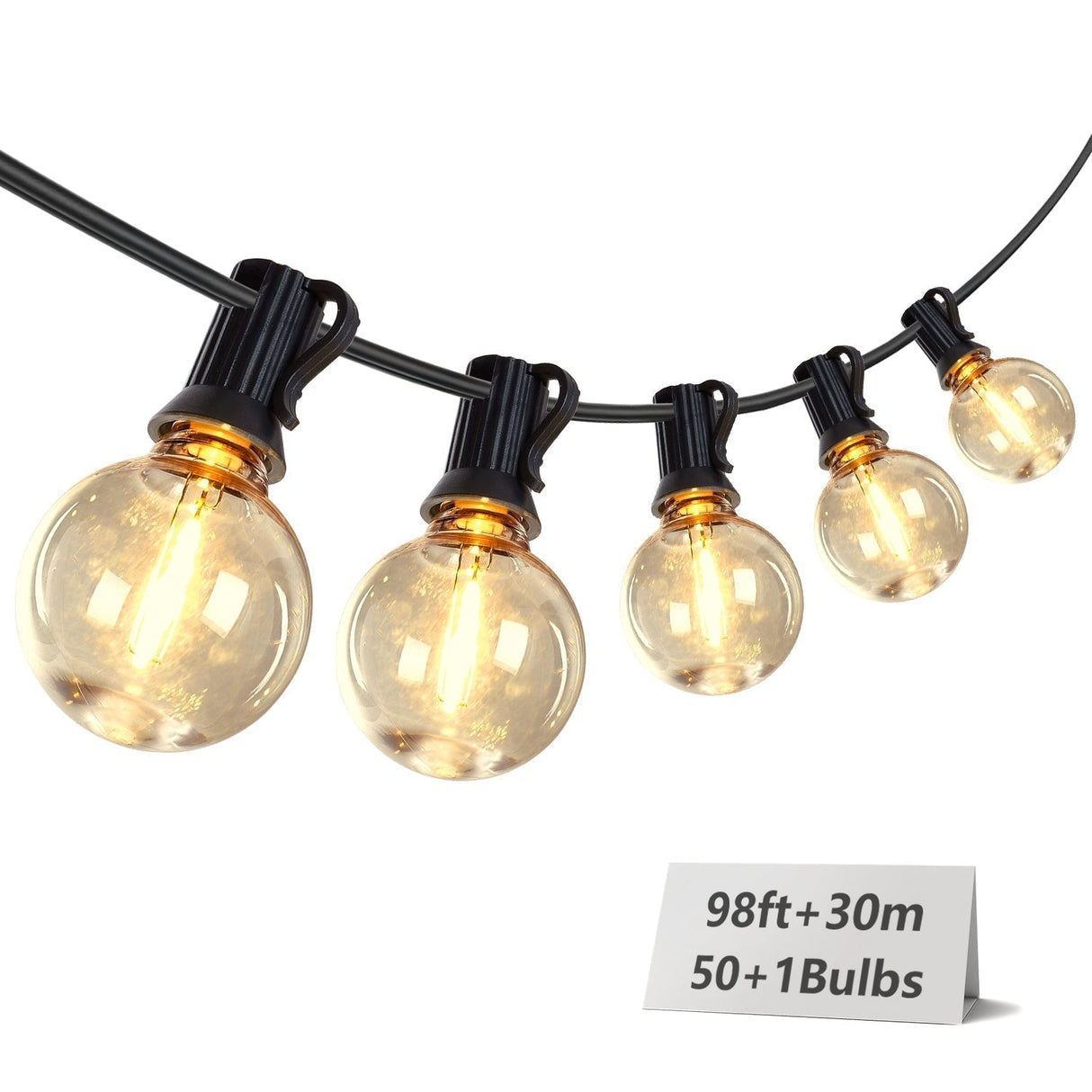 98FT LED Outdoor String Lights with 50 Shatterproof Bulbs