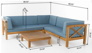 Brava X-Back 4-Piece Sofa Set, Blue