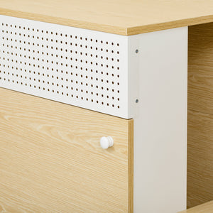 Furniture Style Multi-Use Natural Cat Litter Box House with Flip-Down Door