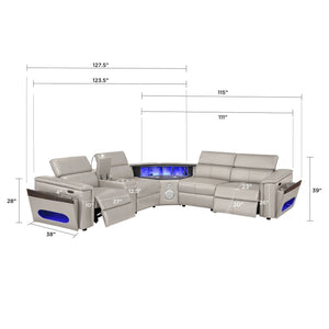Nova - Sectional With Bluetooth Speaker, LED And Lifting Wine Cabinet