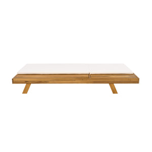 Lounge Chaise Set, Acacia Wood with Water-Resistant Cushions
