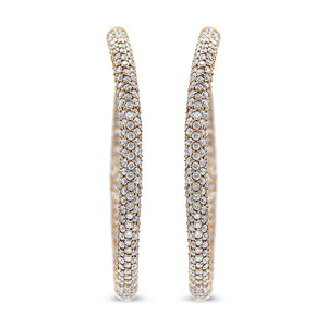 18K Rose Gold 6.90 Cttw Pave Set Diamond Inside Out Eternity Hoop Earrings (F-G Color, VS1-VS2 Clarity)
