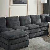 Modern U Shaped 6-Seat Sectional Sofa Couch with Ottoman