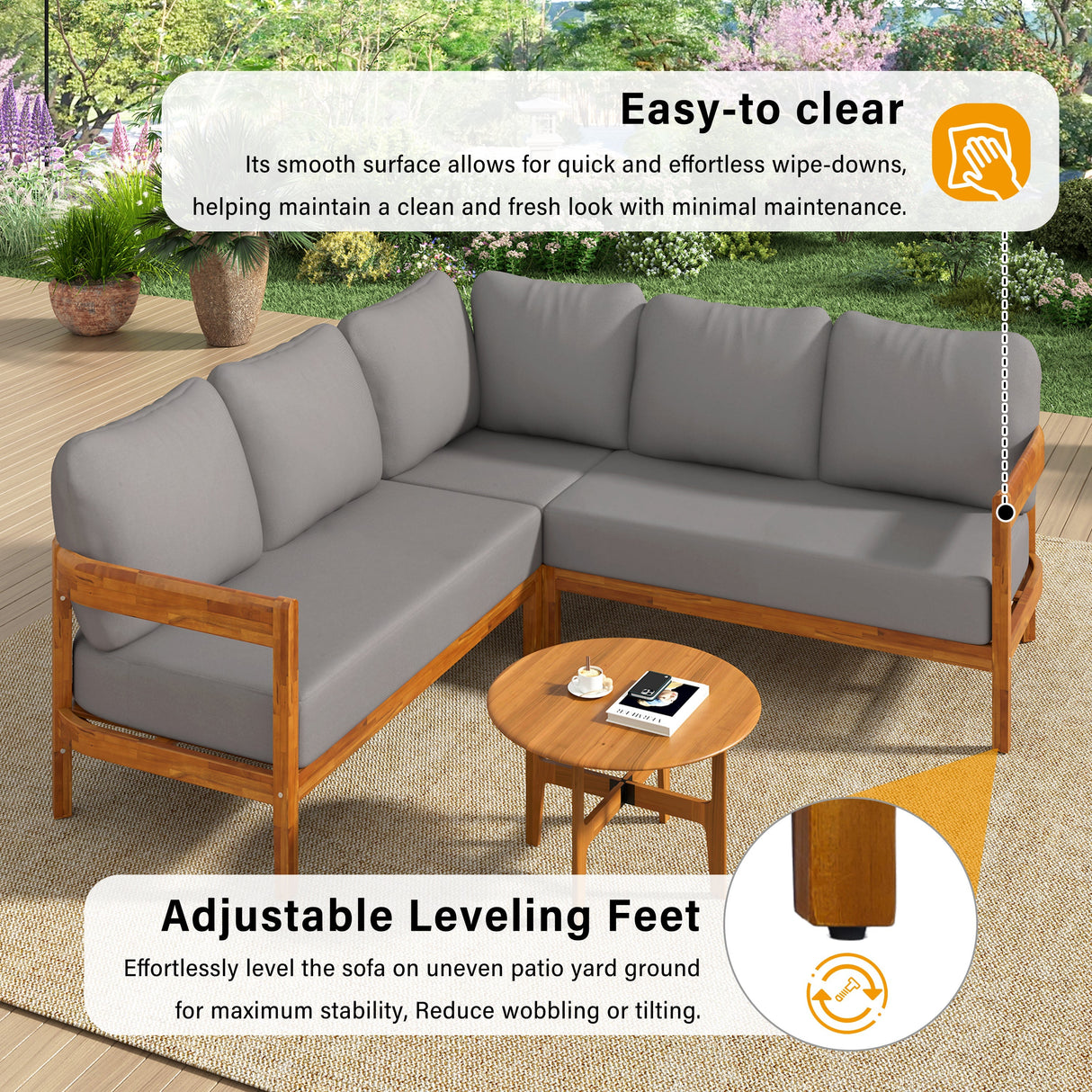 U_Style Acacia Solid Wood Patio Furniture Set