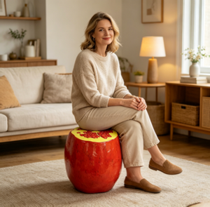 Pomegranate Fruit Stool – 13.4" Oversized Resin Stool