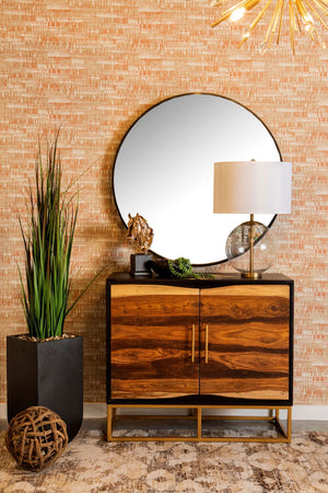 Zara 2-door 40-inch Wood Accent Storage Cabinet Black Walnut