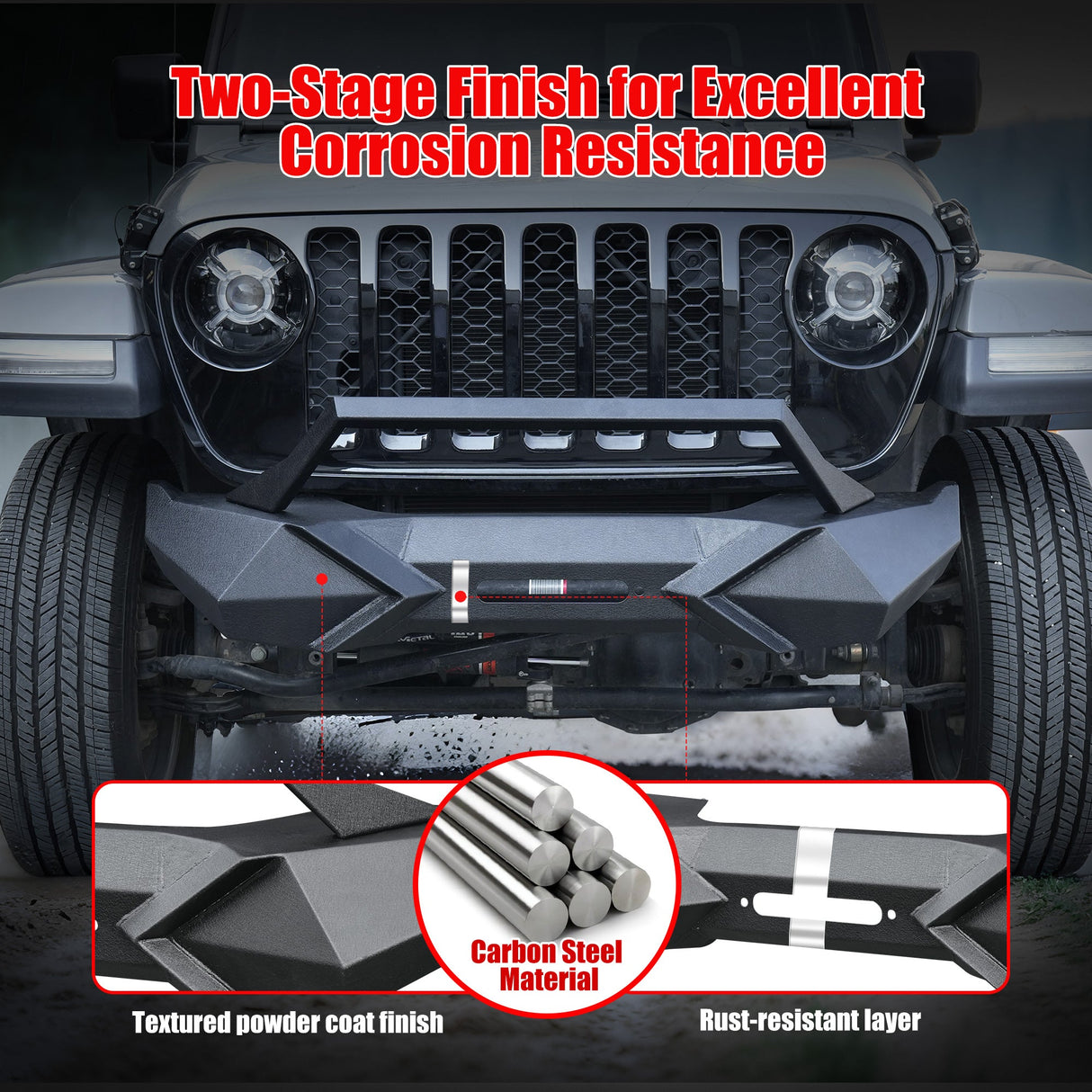 X Style Front Bumper with Winch Plate Compatible with Wrangler JK (2007-2017)