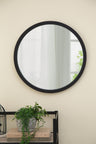 Circle Wall Mirror with Wooden Frame - Black, Light Brown, Dark Brown