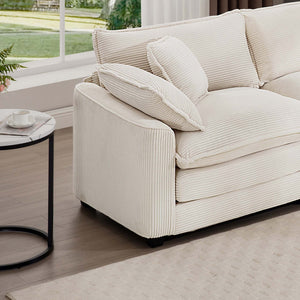 Modern 2 Seater With 4 Pillows, Upholstered Deep Seating Loveseat