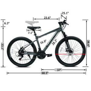 26 Inch All-Terrain Mountain Bike with Disc Brakes - Carbon Steel