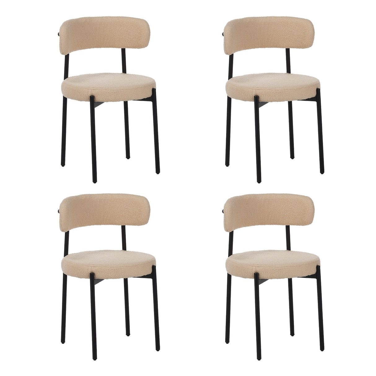 Medieval Curved Back Kitchen Dining Chairs (Set of 4) - Beige