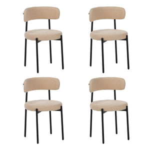 Medieval Curved Back Kitchen Dining Chairs (Set of 4) - Beige