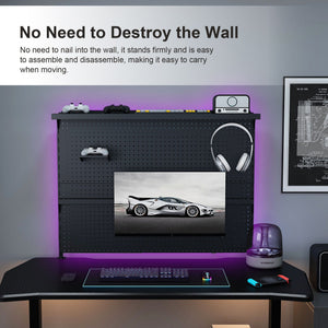 Clamp On Desk Pegboard With Single Monitor Stand