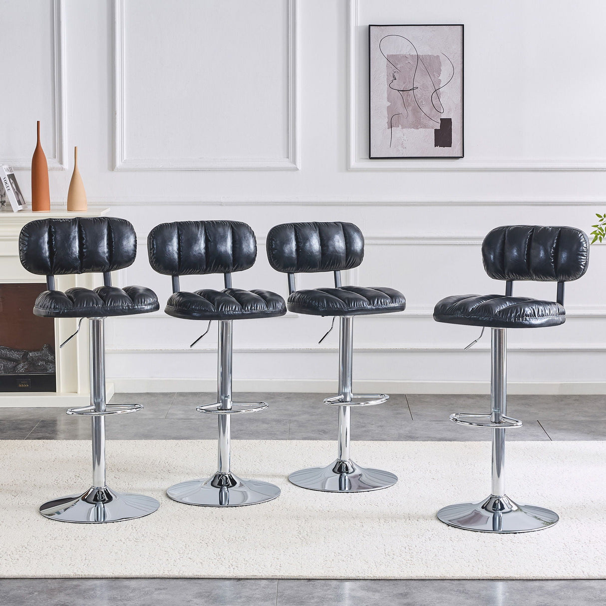 Adjustable Height Bar Stools With Footrest For Kitchen Island (Set of 2)