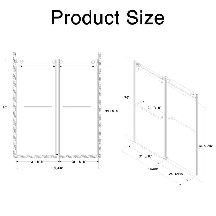 Frameless Double Sliding Shower Door