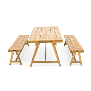 Outdoor 3-Piece Picnic Table Set in Acacia Wood