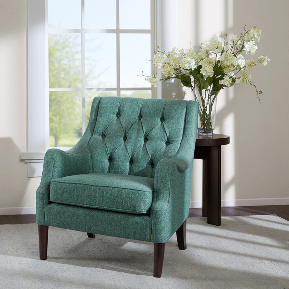 Qwen - Button Tufted Accent Chair With - Teal