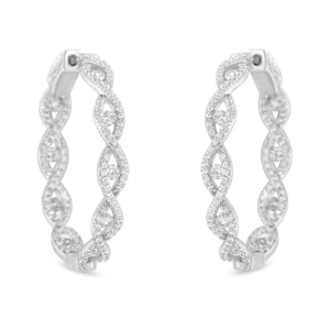 10K White Gold Diamond Hoop Earrings (1 1/2 cttw, H-I Color, I1-I2 Clarity)