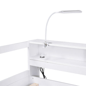 Daybed With 2 Trundles, 3 Storage Cubbies, Built In USB Charging Light