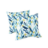 2 Pack Outdoor Pillows, Waterproof & Fade-Resistant Patio Cushions (18x18 Inch, Blue Leaf)