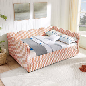Full Size Cozy Gingham Daybed with Two Storage Drawers