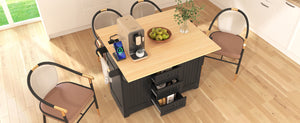K&K 55.7'' Large Kitchen Island with 2 Drop Leaf