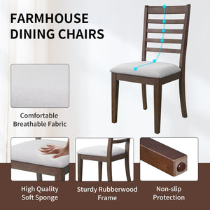 Extendable Dining Set, Farmhouse Extendable Table With Upholstered Chairs